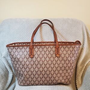 Lauren Ralph Lauren Tan Monogram Tote